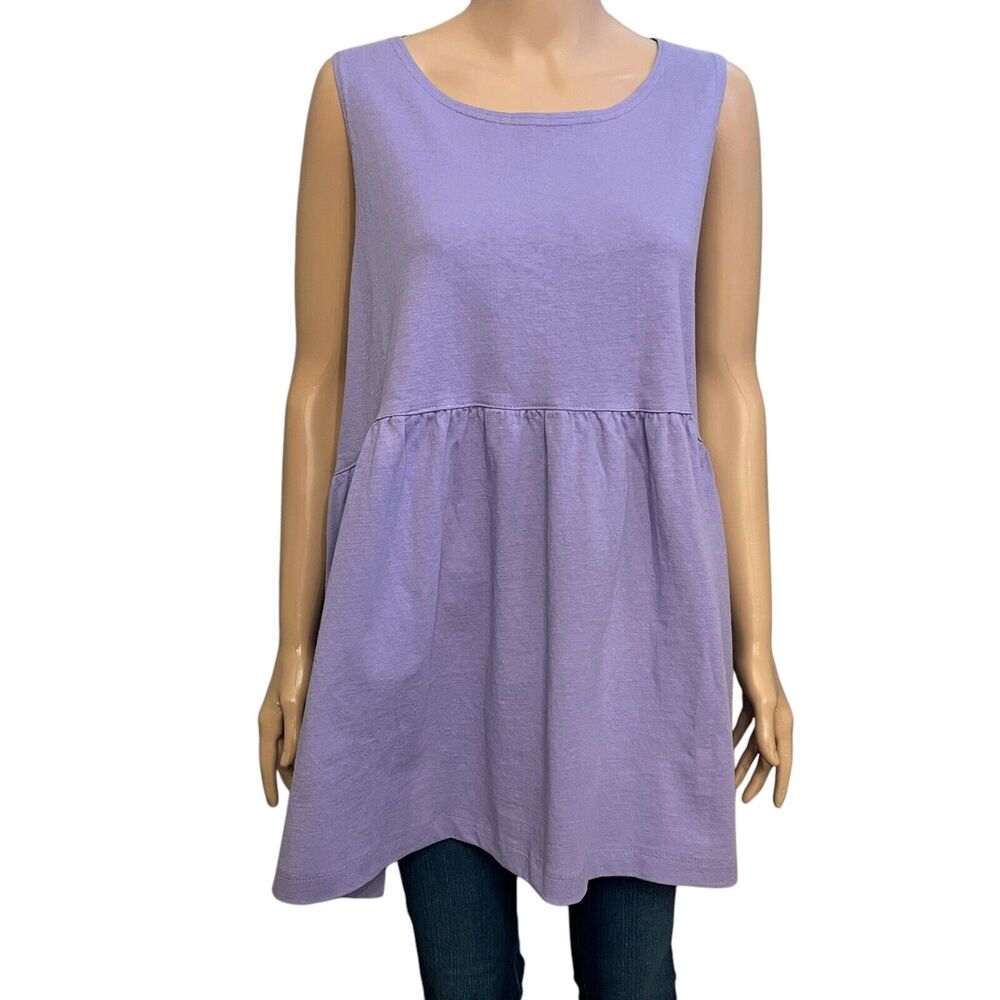 Pacific Cotton Bryn Walker Babydoll Tunic Top Cotton Lagenlook Oversized